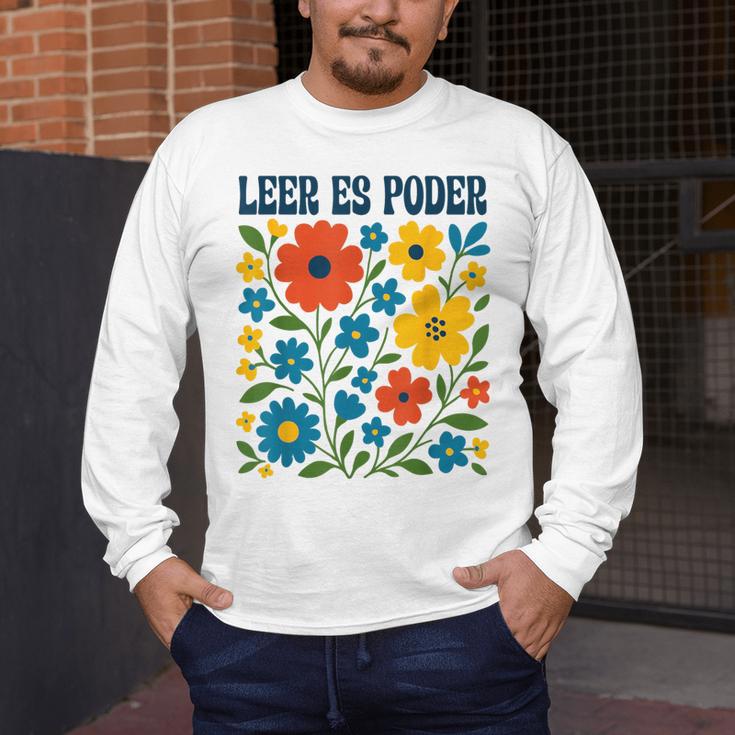 Leer Es Poder Cute Floral Boho Spanish Teacher Reading Men's Long Sleeve T-Shirt, funny design Leer Es Poder Cute Floral Boho Spanish Teacher Reading Men's Long Sleeve T-Shirt, funny design