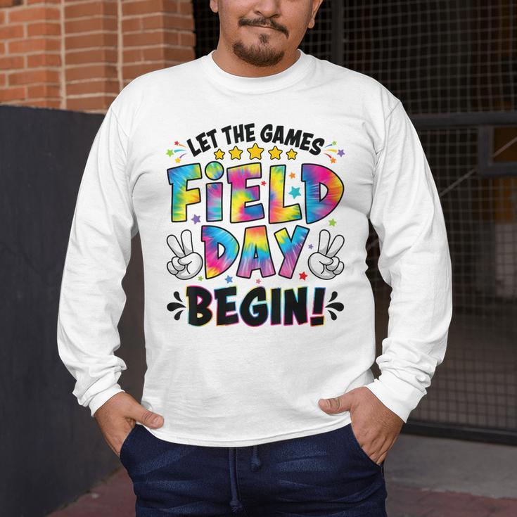 Let The Games Field Day Begin Tie Dye Adults Teacher Kids Men's Long Sleeve T-Shirt, funny design Let The Games Field Day Begin Tie Dye Adults Teacher Kids Men's Long Sleeve T-Shirt, funny design