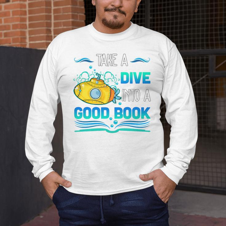 Librarian Teacher Dive Into A Good Book Reading Premium Tri-Blend Men's Long Sleeve T-Shirt, funny design Librarian Teacher Dive Into A Good Book Reading Premium Tri-Blend Men's Long Sleeve T-Shirt, funny design