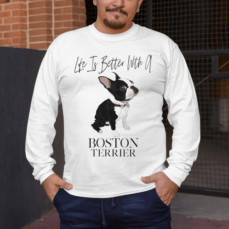 Life Is Better With A Boston Terrier Dog For Lover Men's Long Sleeve T-Shirt, funny design