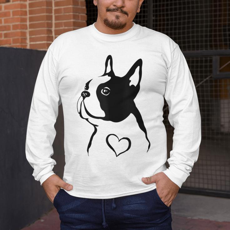 I Love My Boston Terrier Dog With Heart Men's Long Sleeve T-Shirt, funny design