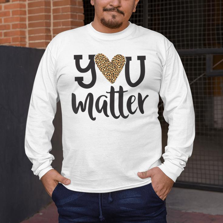 You Matter Leopard Print Teacher Kind Counselor Kindness Men's Long Sleeve T-Shirt, funny design You Matter Leopard Print Teacher Kind Counselor Kindness Men's Long Sleeve T-Shirt, funny design