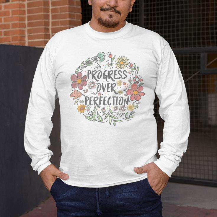 Motivational Progress Over Perfection Back To School Teacher Men's Long Sleeve T-Shirt, funny design Motivational Progress Over Perfection Back To School Teacher Men's Long Sleeve T-Shirt, funny design