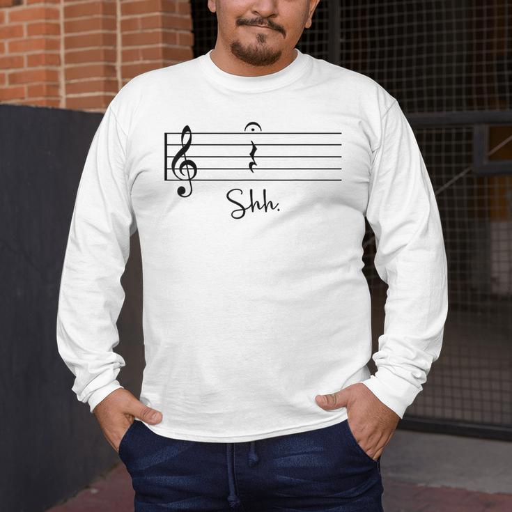 Music Notes Shirt Shh Quarter Fermata Teacher Men's Long Sleeve T-Shirt, funny design