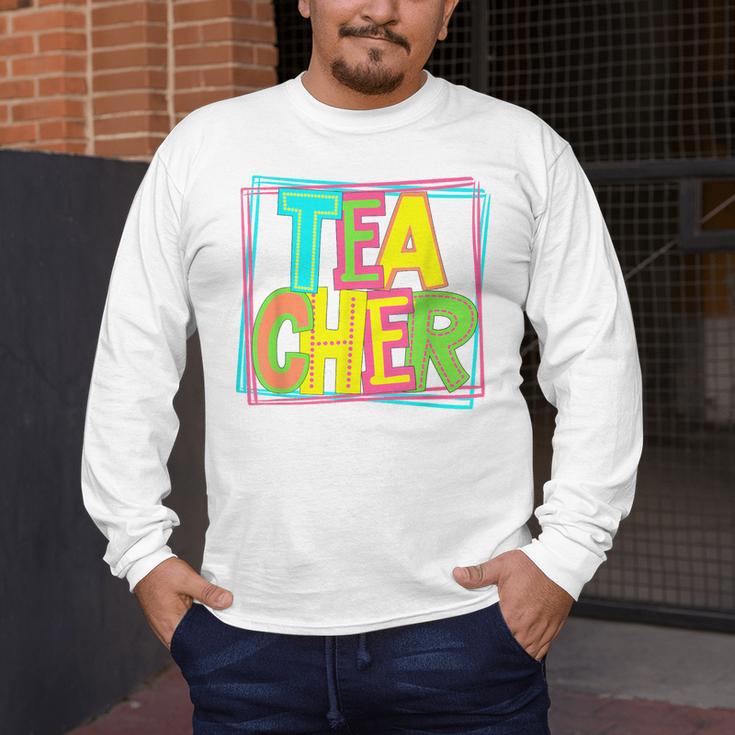 Neon Retro Teacher Cute Teacher Team New Teacher Back To Sch Men's Long Sleeve T-Shirt, funny design Neon Retro Teacher Cute Teacher Team New Teacher Back To Sch Men's Long Sleeve T-Shirt, funny design