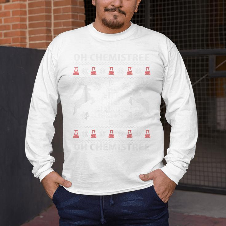 Oh Chemistree Ugly Christmas Sweater Science Student Teacher Men's Long Sleeve T-Shirt, funny design