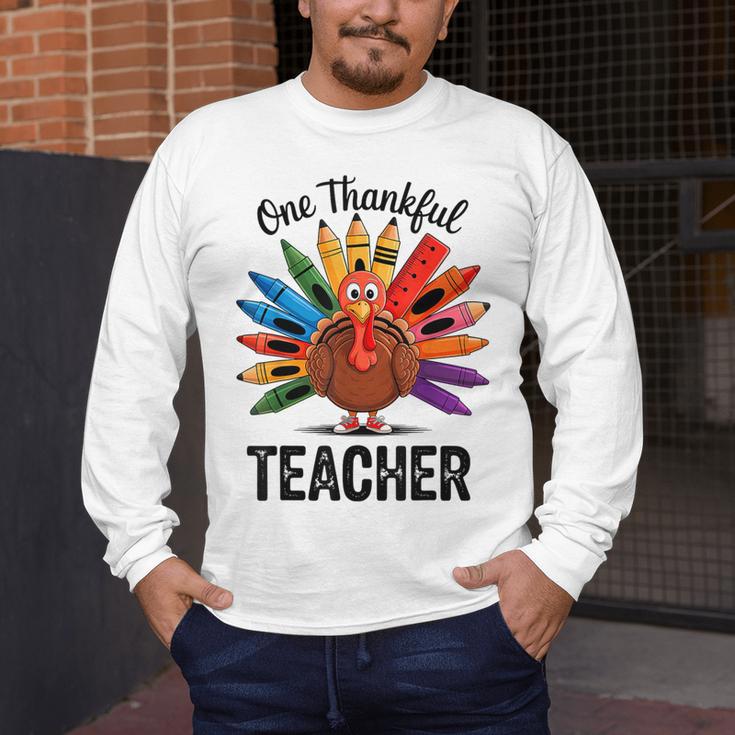 One Thankful Teacher Thanksgiving TurkeyCute Pencil Men's Long Sleeve T-Shirt, funny design