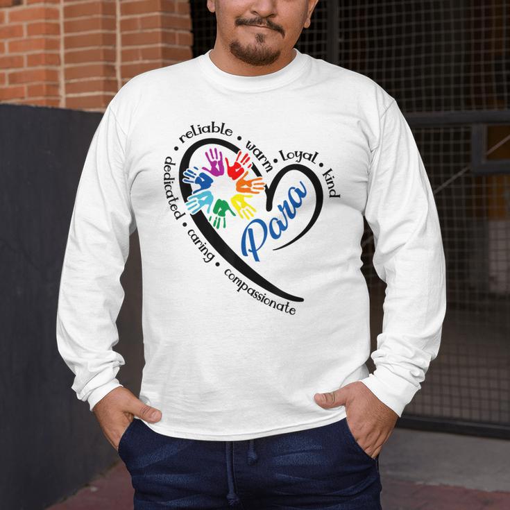 Para Heart Teacher Paraprofessional Paraeducator Men Women Men's Long Sleeve T-Shirt, funny design