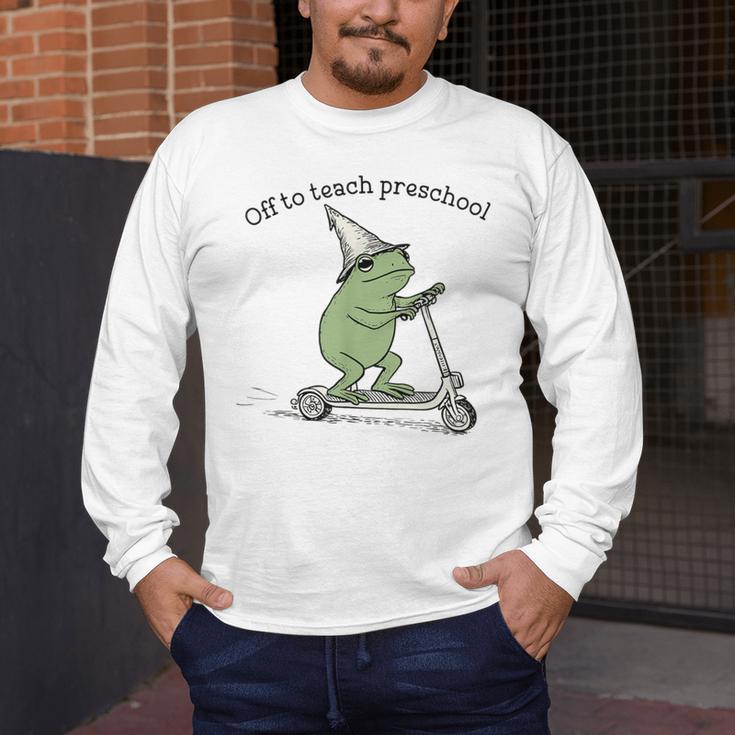 Pre K Grade Teacher Frog Back To School Preschool Men's Long Sleeve T-Shirt, funny design