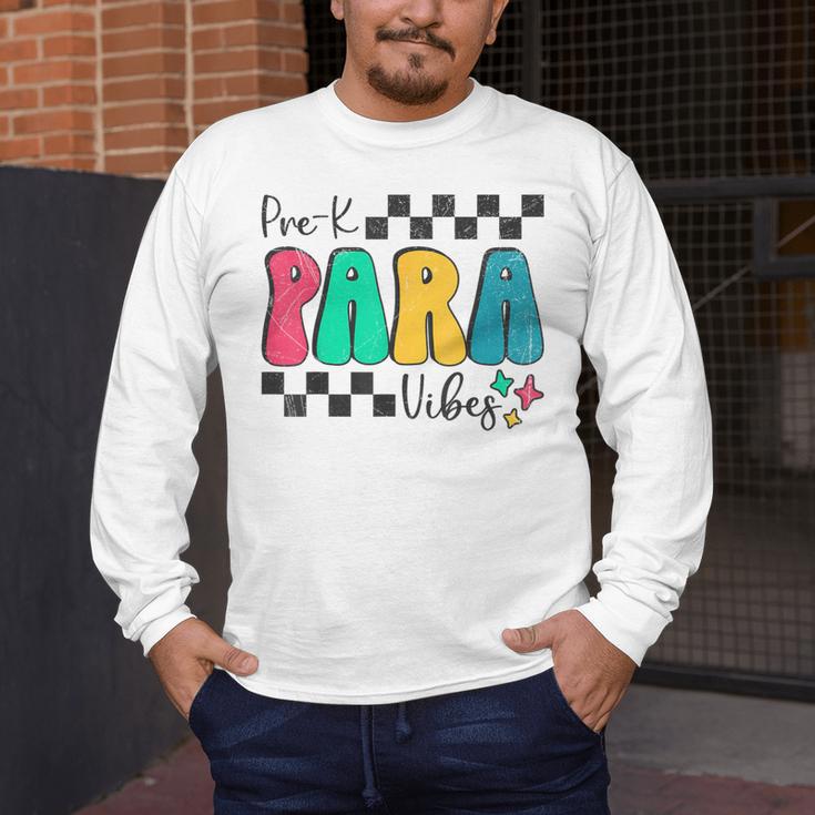 Pre-K Paraprofessional Teacher Back To School Vibes Men's Long Sleeve T-Shirt, funny design
