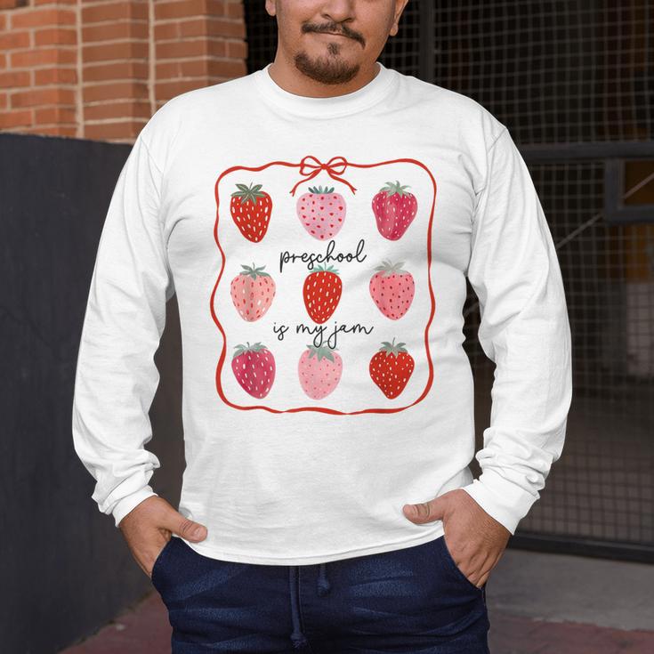 Preschool Is My Jam Strawberry Teacher First Day Of School Men's Long Sleeve T-Shirt, funny design Preschool Is My Jam Strawberry Teacher First Day Of School Men's Long Sleeve T-Shirt, funny design