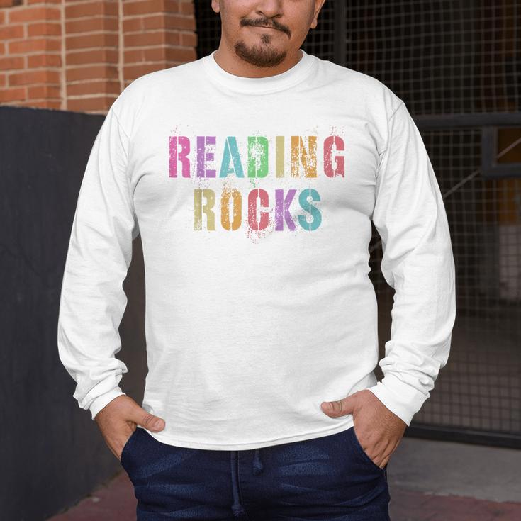 READING ROCKS English Teacher ELA ABCD Read Star Kinder Men's Long Sleeve T-Shirt, funny design
