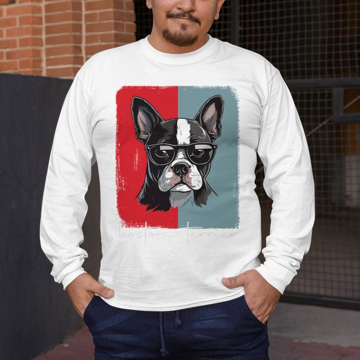 Retro Boston Terrier Dog Lover Bostie Mom Dad Dog Owner Men's Long Sleeve T-Shirt, funny design