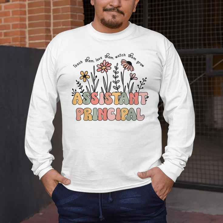 Retro Floral Assistant Principal Shirt For Teachers Day Men's Long Sleeve T-Shirt, funny design