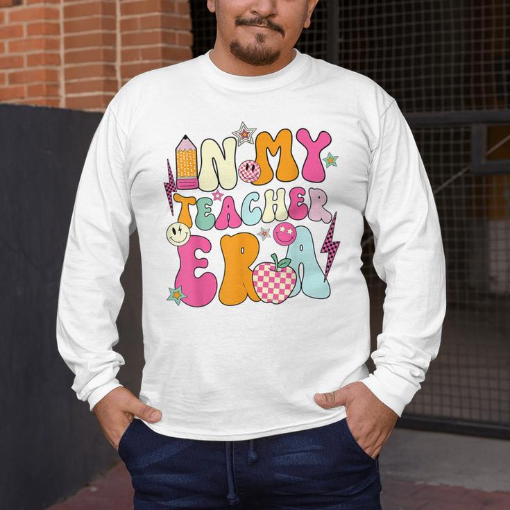 Retro Groovy In My Teaching Era Best Teacher Appreciation Men's Long Sleeve T-Shirt, funny design
