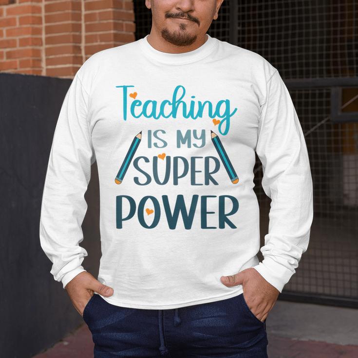 Retro Groovy Teaching Is My Super Power Teacher's Present Men Women Men's Long Sleeve T-Shirt, funny design Retro Groovy Teaching Is My Super Power Teacher's Present Men Women Men's Long Sleeve T-Shirt, funny design