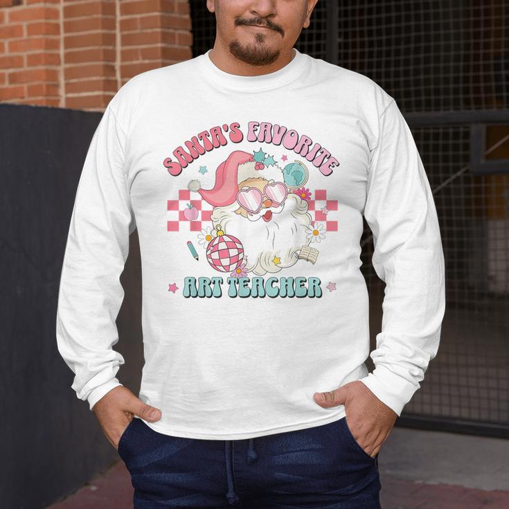 Retro Pink Christmas Santa's Favorite Art Teacher Artist Men's Long Sleeve T-Shirt, funny design Retro Pink Christmas Santa's Favorite Art Teacher Artist Men's Long Sleeve T-Shirt, funny design