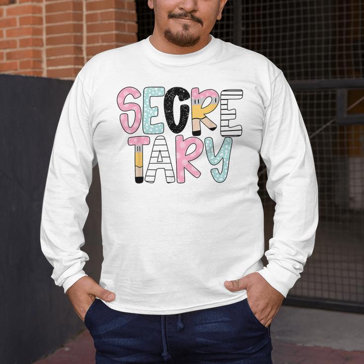 Retro Secretary Back To School Teacher Appreciation Men's Long Sleeve T-Shirt, funny design Retro Secretary Back To School Teacher Appreciation Men's Long Sleeve T-Shirt, funny design