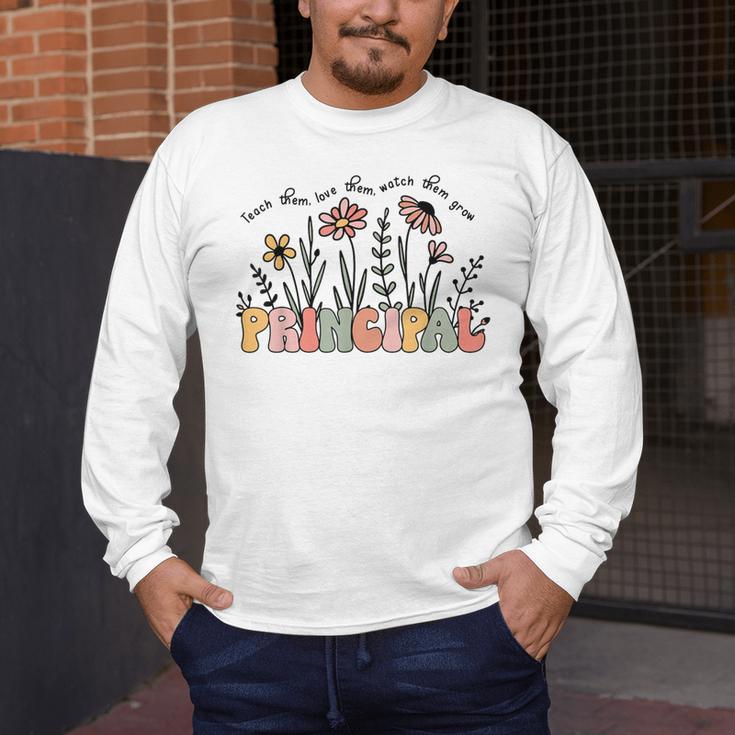Retro Vintage Floral Principal Shirt For Women Teachers Day Men's Long Sleeve T-Shirt, funny design