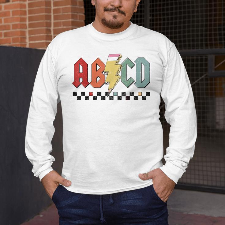 Rock Abcd Back To School Abcd Preschool Teacher Appreciation Men's Long Sleeve T-Shirt, funny design Rock Abcd Back To School Abcd Preschool Teacher Appreciation Men's Long Sleeve T-Shirt, funny design