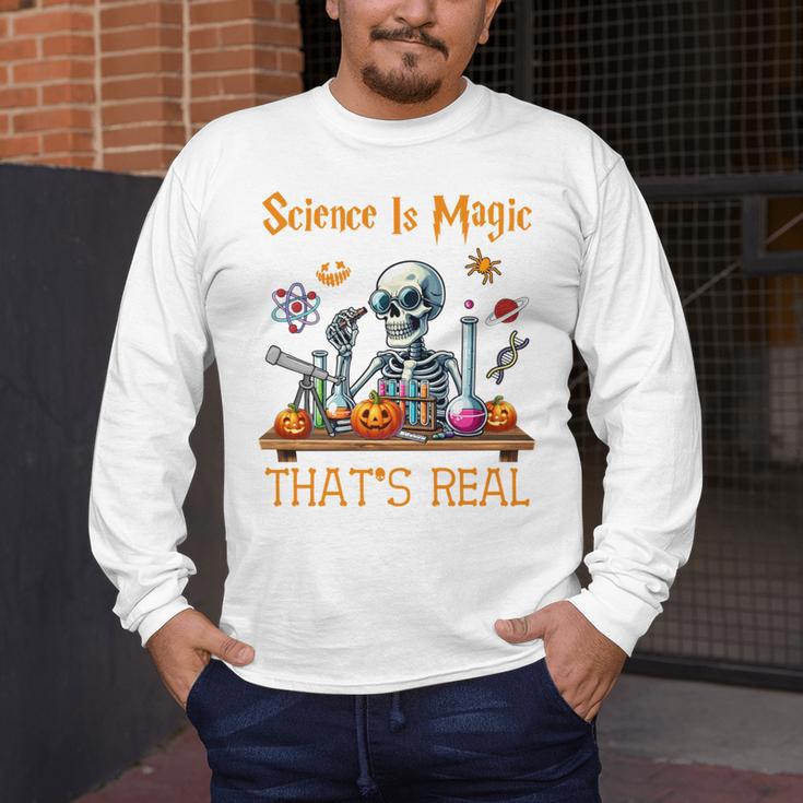 Science Is Magic Halloween Skeleton Students Teacher Men's Long Sleeve T-Shirt, funny design Science Is Magic Halloween Skeleton Students Teacher Men's Long Sleeve T-Shirt, funny design