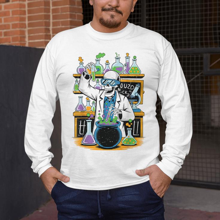 Skeleton Mad Scientist Halloween Costume Science Teacher Men's Long Sleeve T-Shirt, funny design Skeleton Mad Scientist Halloween Costume Science Teacher Men's Long Sleeve T-Shirt, funny design