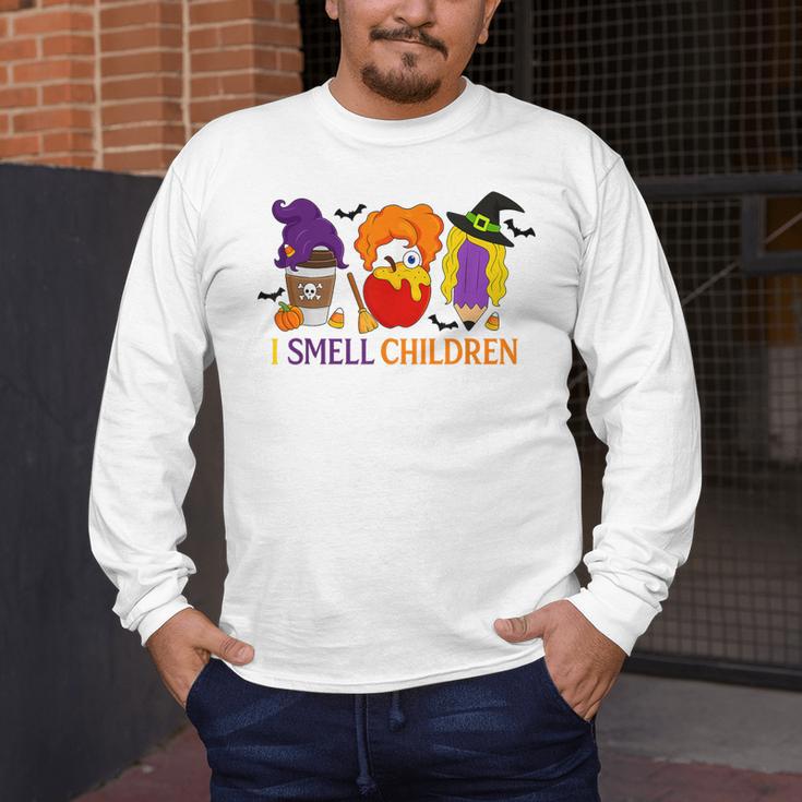 I Smell Children Witch Teacher Halloween Trick Or Teach Men's Long Sleeve T-Shirt, funny design I Smell Children Witch Teacher Halloween Trick Or Teach Men's Long Sleeve T-Shirt, funny design