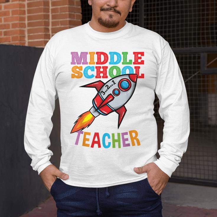 Space Middle School Teacher Back To School Men Women Kids Men's Long Sleeve T-Shirt, funny design