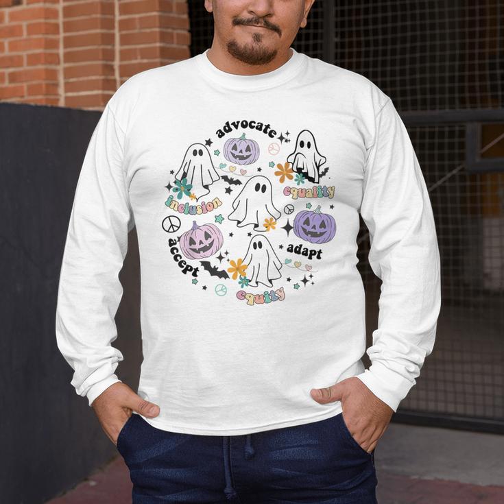 Special Education Teacher Halloween Pumpkin Ghost Inclusion Men's Long Sleeve T-Shirt, funny design