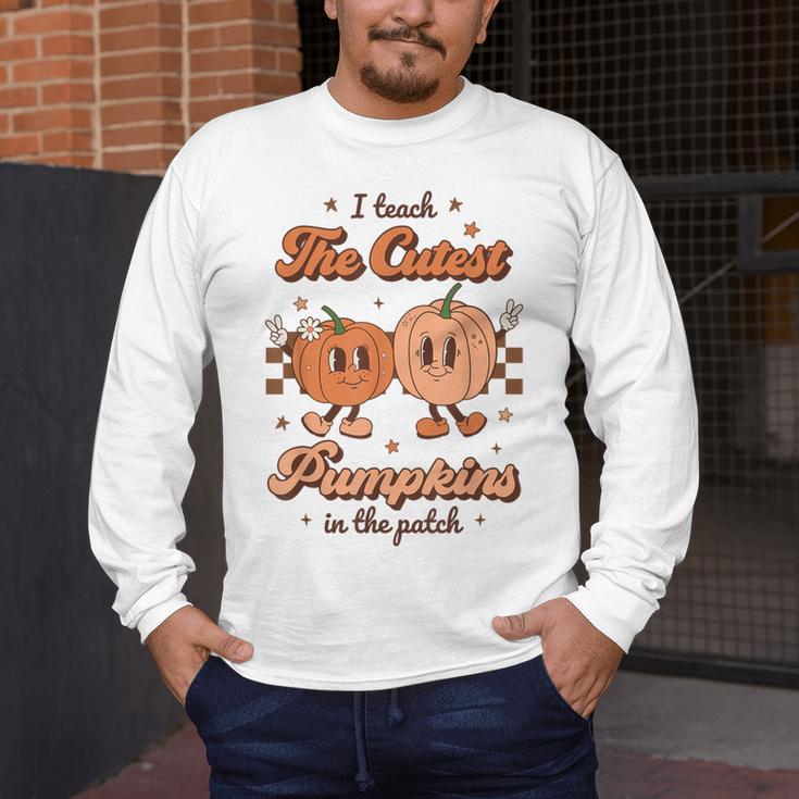 I Teach The Cutest Pumpkins In The Patch Retro Teacher Fall Men's Long Sleeve T-Shirt, funny design I Teach The Cutest Pumpkins In The Patch Retro Teacher Fall Men's Long Sleeve T-Shirt, funny design