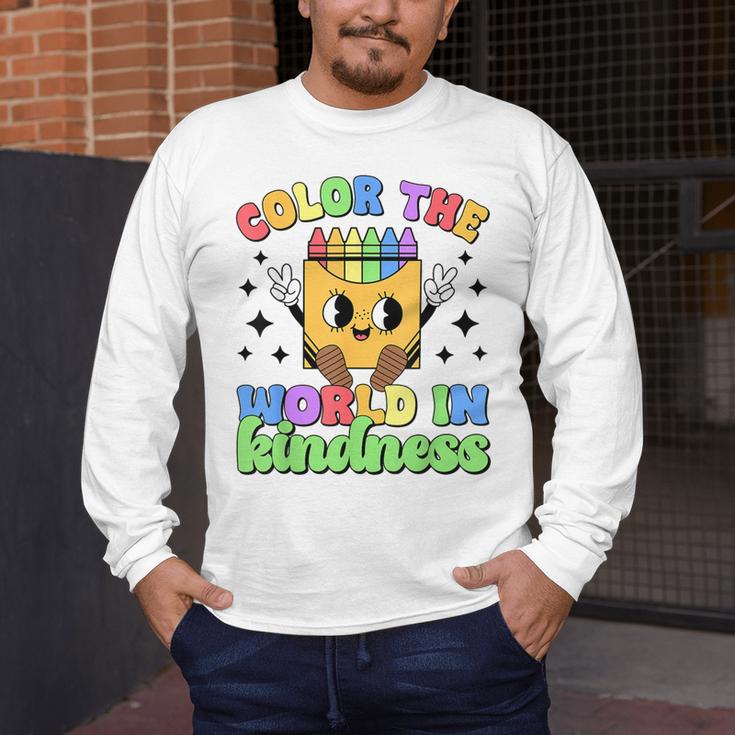Teacher Back To School Color In Kindness Crayon Pencil Men's Long Sleeve T-Shirt, funny design