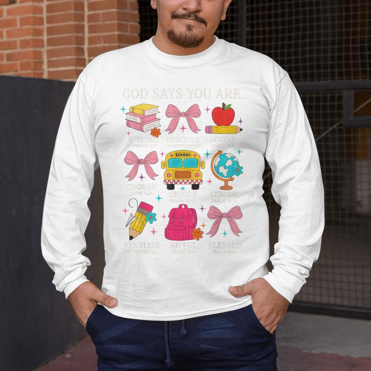 Teacher Christian God Says I Am Faith Religious Bible Verse Men's Long Sleeve T-Shirt, funny design Teacher Christian God Says I Am Faith Religious Bible Verse Men's Long Sleeve T-Shirt, funny design