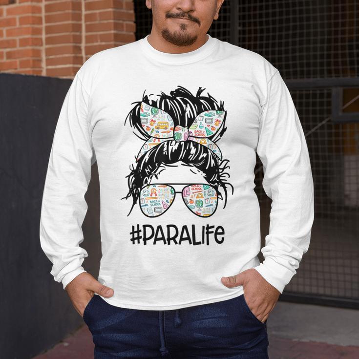 Teacher Para Life Tee Paraprofessional Cute Messy Bun Men's Long Sleeve T-Shirt, funny design Teacher Para Life Tee Paraprofessional Cute Messy Bun Men's Long Sleeve T-Shirt, funny design