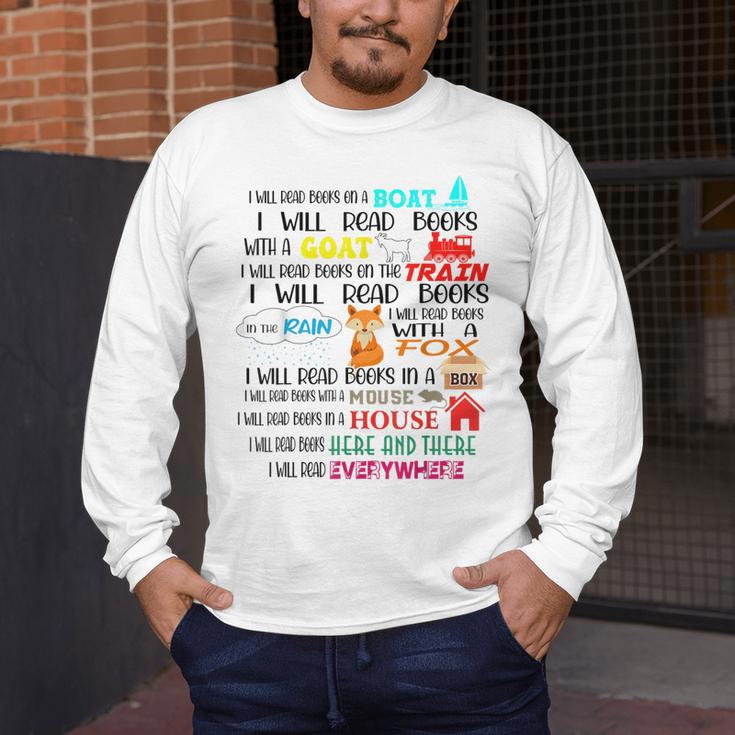 Teacher I Will Read Book On Boat Kids Women Bookworm Men's Long Sleeve T-Shirt, funny design