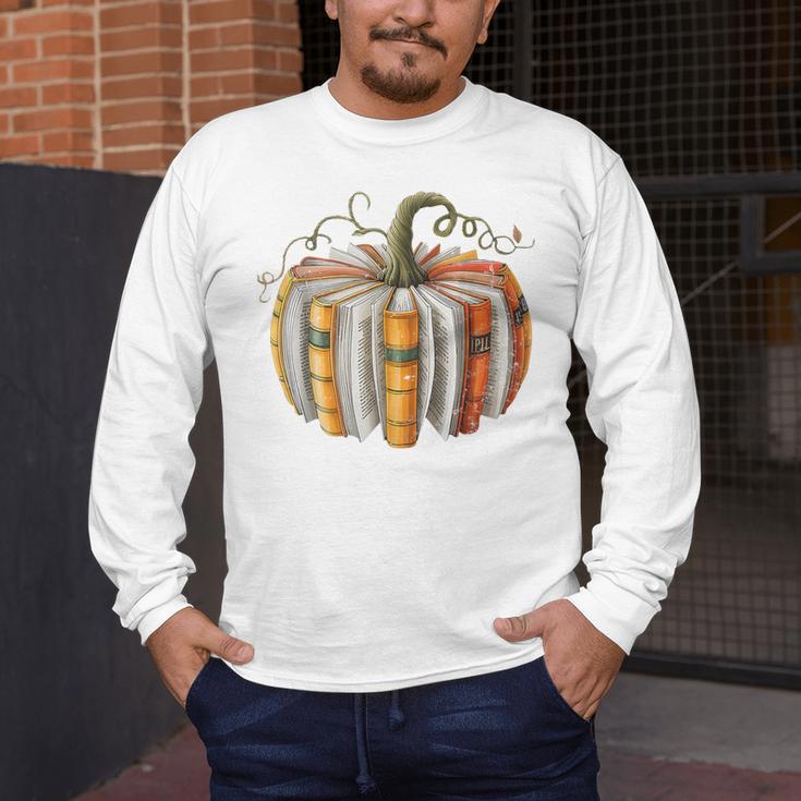 Teachers Students Fall Book Pumpkin Fall Librarians Bookworm Men's Long Sleeve T-Shirt, funny design Teachers Students Fall Book Pumpkin Fall Librarians Bookworm Men's Long Sleeve T-Shirt, funny design