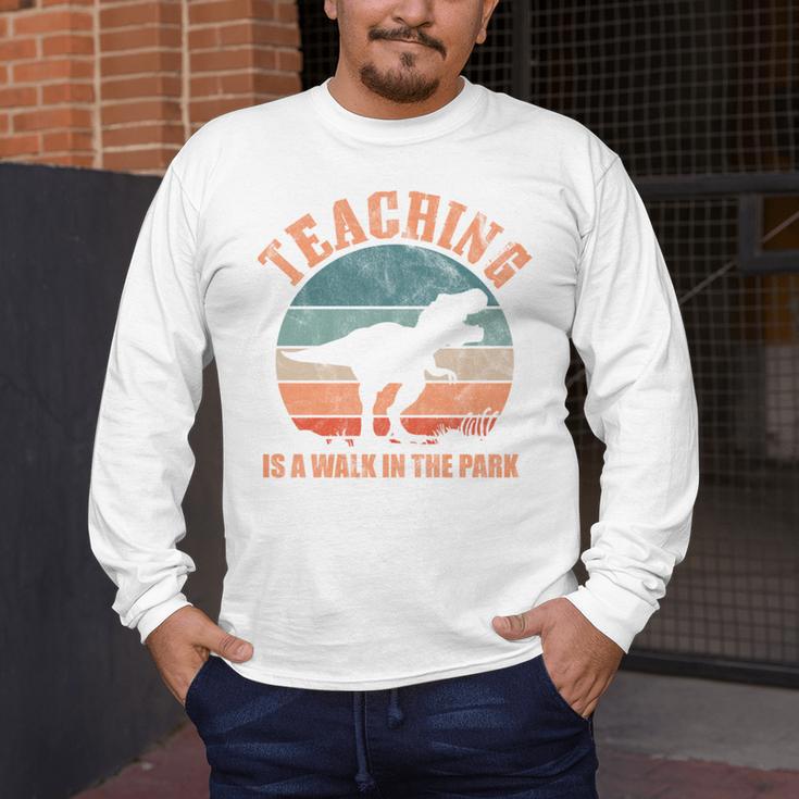 Teaching Is A Walk In The Park Teacher T-Rex Retro Men's Long Sleeve T-Shirt, funny design Teaching Is A Walk In The Park Teacher T-Rex Retro Men's Long Sleeve T-Shirt, funny design