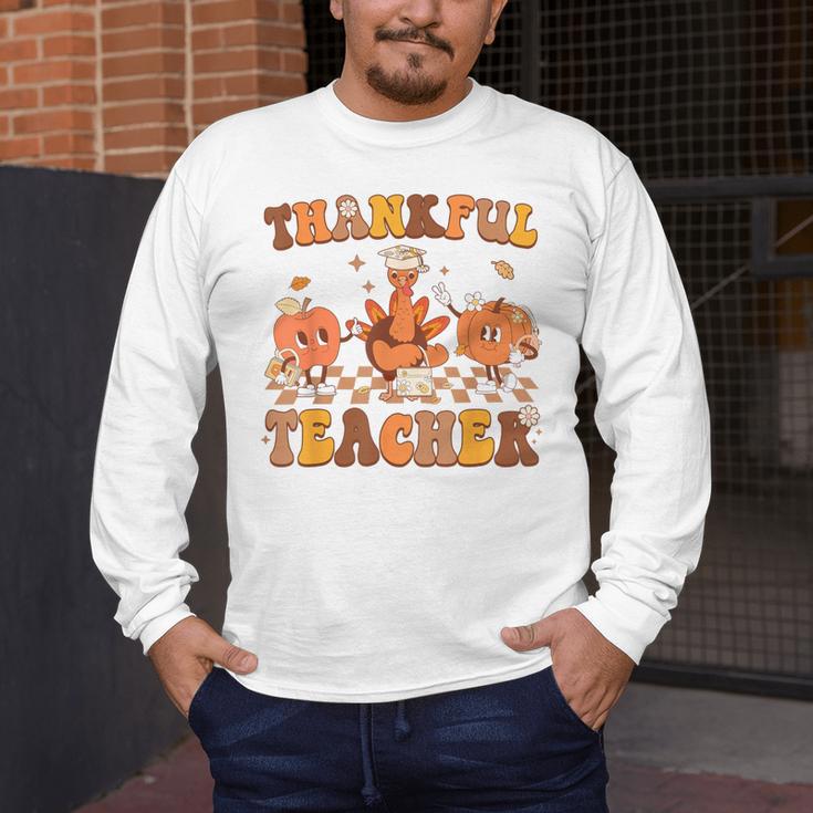 Thankful Teacher Retro Groovy Thanksgiving Fall Women Men Men's Long Sleeve T-Shirt, funny design Thankful Teacher Retro Groovy Thanksgiving Fall Women Men Men's Long Sleeve T-Shirt, funny design