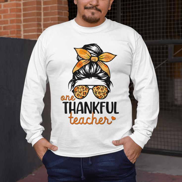 Thanksgiving Shirt Teacher Women Messy Bun Thankful Teacher Men's Long Sleeve T-Shirt, funny design Thanksgiving Shirt Teacher Women Messy Bun Thankful Teacher Men's Long Sleeve T-Shirt, funny design