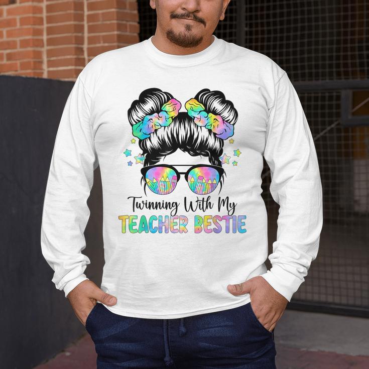 Twin Day Friends Teacher Twinning With My Bestie Men's Long Sleeve T-Shirt, funny design