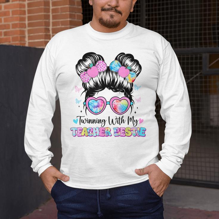 Twinning With My Teacher Bestie Twin Day Friends Teacher Men's Long Sleeve T-Shirt, funny design Twinning With My Teacher Bestie Twin Day Friends Teacher Men's Long Sleeve T-Shirt, funny design