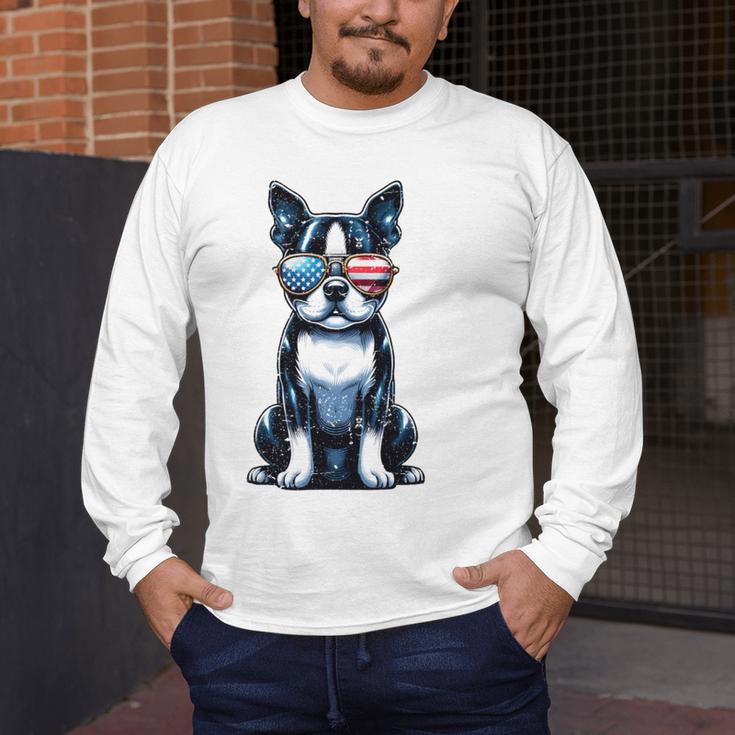 USA Flag Boston Terrier Best Dog Mom Ever 2025 Men's Long Sleeve T-Shirt, funny design