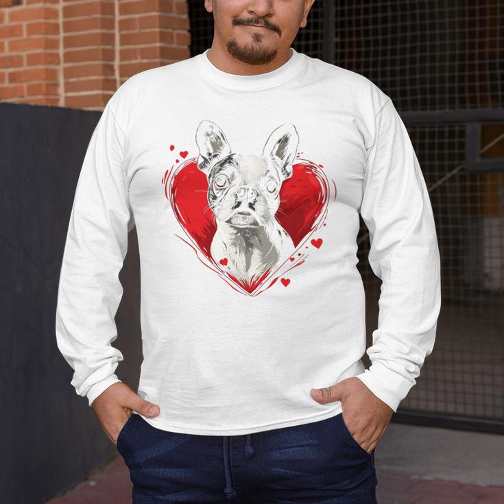 Valentine's Day Boston Terrier Dog Men's Long Sleeve T-Shirt, funny design