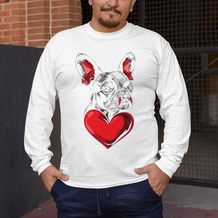Valentine's Day Boston Terrier Dog Vector Men's Long Sleeve T-Shirt, funny design