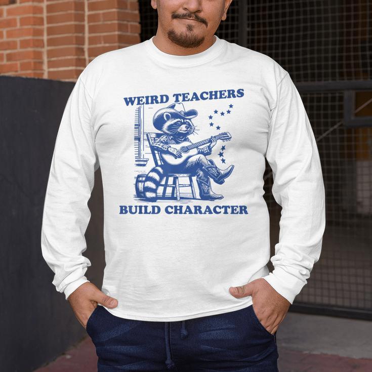 Weird Teachers Build Character Shirt Raccoon Teacher Men's Long Sleeve T-Shirt, funny design