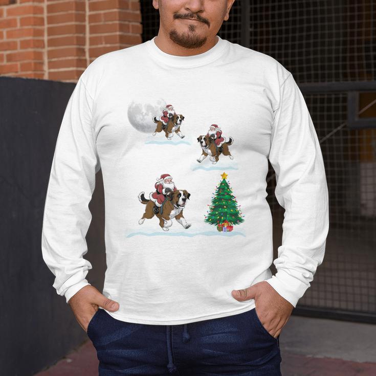 Xmas Lighting Tree Santa Riding Boston Terrier Christmas Men's Long Sleeve T-Shirt, funny design