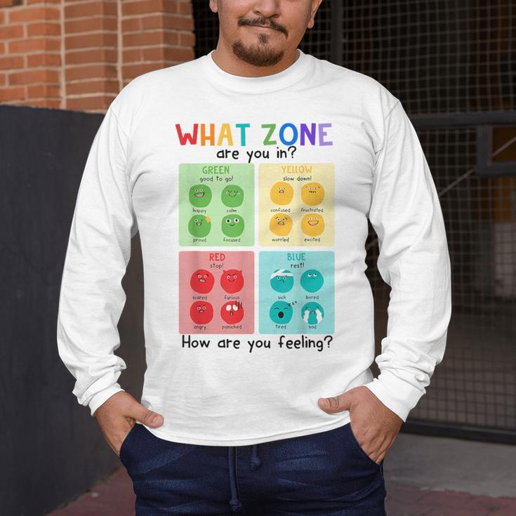 What Zone Are You In How Are You Feeling Teacher Men's Long Sleeve T-Shirt, funny design What Zone Are You In How Are You Feeling Teacher Men's Long Sleeve T-Shirt, funny design