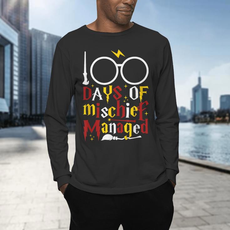 100 Days Of Mischief Managed Teacher Kid 100th Day Of School Men's Long Sleeve T-Shirt, gift for family, gift for coworker 100 Days Of Mischief Managed Teacher Kid 100th Day Of School Men's Long Sleeve T-Shirt, gift for family, gift for coworker