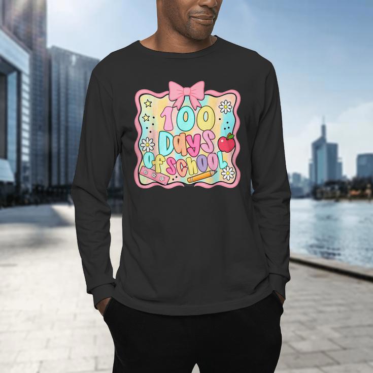 100 Days Of School Preppy 100th Day Of School Teacher Kids Men's Long Sleeve T-Shirt, gift for family, gift for coworker 100 Days Of School Preppy 100th Day Of School Teacher Kids Men's Long Sleeve T-Shirt, gift for family, gift for coworker