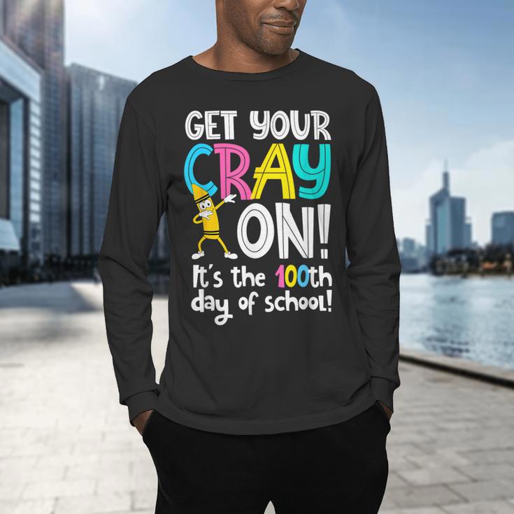 100th Day Of School Get Your Cray On Teacher Men's Long Sleeve T-Shirt, gift for family, gift for coworker 100th Day Of School Get Your Cray On Teacher Men's Long Sleeve T-Shirt, gift for family, gift for coworker