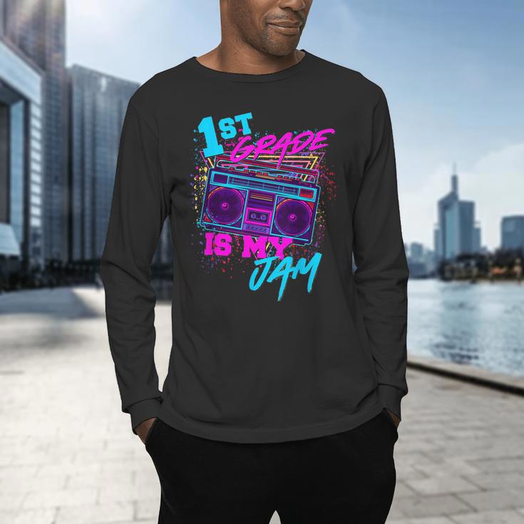 1st Grade Is My Jam Vintage 80s 80's Teacher Student Retro Men's Long Sleeve T-Shirt, gift for family, gift for coworker 1st Grade Is My Jam Vintage 80s 80's Teacher Student Retro Men's Long Sleeve T-Shirt, gift for family, gift for coworker